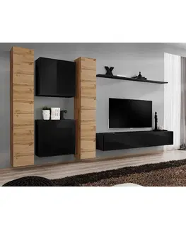 Podkrovný nábytok Obývacia stena Switch VI Wotan/Čierna