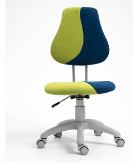 Kancelárske stoličky KONDELA Raidon detská stolička na kolieskach zelená / modrá / sivá