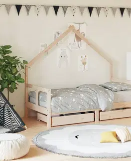 Detské izby Detská domčeková posteľ so šuplíkmi Dekorhome 70 x 140 cm