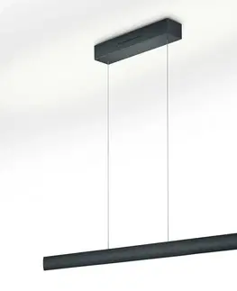 Závesné svietidlá Knapstein Závesné LED svietidlo Runa, čierne, dĺžka 92 cm
