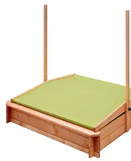 Pieskoviská New Baby Drevené pieskovisko so strieškou zelená, 120 x 120 cm