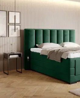 Elektrické polohovacie Elektrická polohovacia boxspringová posteľ VERONA Eltap Loco 35 - tmavo zelená