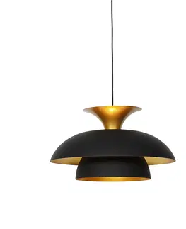 Zavesne lampy Inteligentná závesná lampa čierna so zlatou vrátane Wifi G95 - Titus