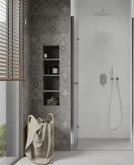 Sprchovacie kúty MEXEN - LIMA skladacie dvere 70x190 cm 6mm, chróm, transparent so stenovým profilom 856-070-000-01-00