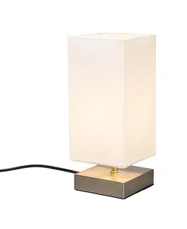 Stolove lampy Moderná stolná lampa biela s oceľou - Milo