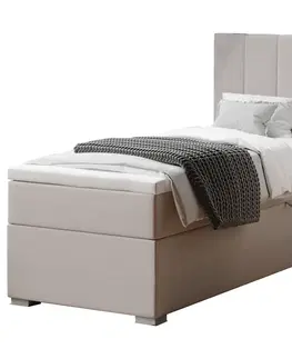 Postele Boxspringová posteľ, jednolôžko, taupe, 90x200, pravá, BRED