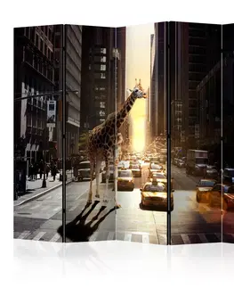 Paravány Paraván Giraffe in the Big City Dekorhome 225x172 cm (5-dielny)
