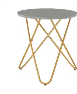 Konferenčné stolíky Príručný stolík, sivá/zlatý náter, RONDEL