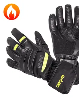 Zimné rukavice Vyhrievané moto a lyžiarske rukavice W-TEC HEATride čierna-fluo zelená - XXL
