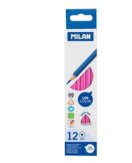 Hračky MILAN - Pastelky Ergo Grip trojhranné 12 ks, Pink