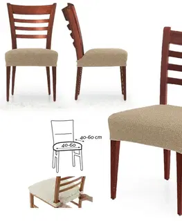 Stoličky Poťah elastický na sedák stoličky, komplet 2 ks Denia, smotanový