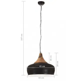 Osvetlenie Závesná lampa čierna / mangovníkové drevo Dekorhome 45 cm