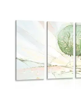 Obrazy stromy a listy 5-dielny obraz rozprávkové pastelové stromy
