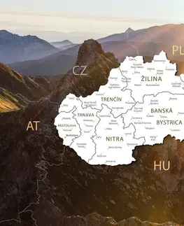 Obrazy mapy Obraz mapa Slovenska s pozadím hôr