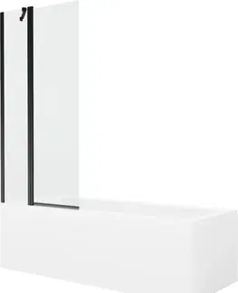 Sprchové dvere MEXEN/S - Cubik obdĺžniková vaňa 160 x 70 cm s panelom + vaňová zástena 80 cm, transparent, čierna 550316070X9408117000