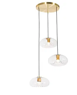 Zavesne lampy Art Deco závesná lampa zlatá so skleneným okrúhlym 3-svetlom - Ayesha