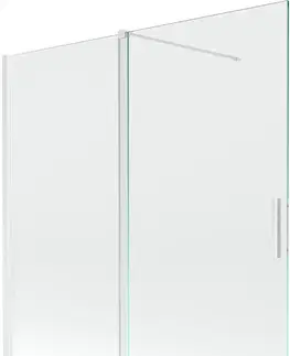 Sprchové dvere MEXEN/S - Velar Dvojkrídlová posuvná vaňová zástena 150 x 150 cm, transparent, biela 896-150-000-01-20