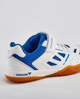 bedminton Detská obuv TTS 500 Junior na stolný tenis bielo-modrá
