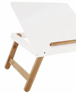 PC stoly KONDELA Melten stolík na notebook biela / bambus