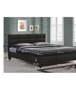 Postele KONDELA Mikel 160 čalúnená manželská posteľ s roštom čierna