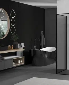 Sprchové dvere MEXEN/S - Kioto Sprchová zástena WALK-IN 140 x 110 cm, čierny vzor, čierna 800-140-212-70-70-110