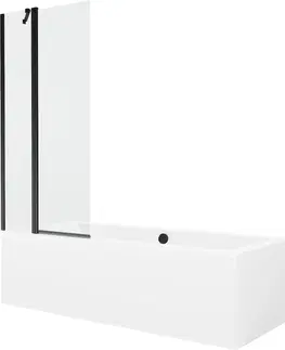 Sprchové dvere MEXEN/S - Cube obdĺžniková vaňa 180 x 80 cm s panelom + vaňová zástena 80 cm, transparent, čierna 550518080X9408117000