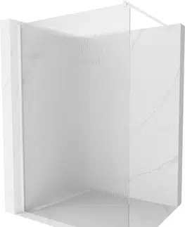 Sprchové dvere MEXEN/S - Kioto Sprchová zástena WALK-IN 70 x 200, prúžky 8 mm, biela 800-070-101-20-09