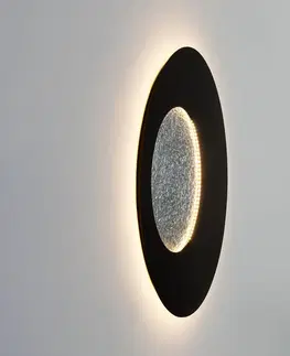 Nástenné svietidlá Holländer LED nástenné svietidlo Luna, hnedo-čierno-strieborné, Ø 120 cm, železo