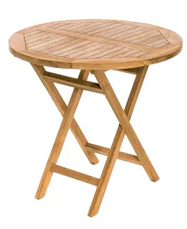 Stolčeky DEOKORK Záhradný skládací stôl IVORY ⌀ 80 cm (teak)