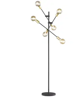 Stojacie lampy Trio Lighting Stojaca lampa Cross moderný čierno-zlatý dizajn
