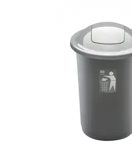 Odpadkové koše PLAFOR - Kôš na recykláciu odpadu 50l strieborný