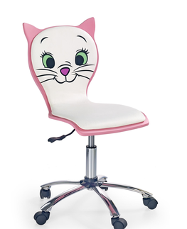 Kancelárske stoličky HALMAR Kitty 2 detská stolička na kolieskach ružová / biela