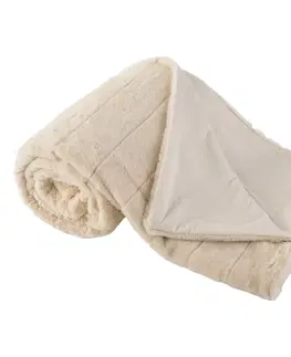 Deky TEMPO-KONDELA SERGI, plyšová pruhovaná deka, béžová, 150x200 cm