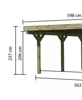 Záhradné domčeky Drevený prístrešok / carport CLASSIC 2A s plechmi Lanitplast