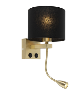 Nastenne lampy Nástenná lampa v štýle art deco zlatá s čiernym tienidlom - Brescia