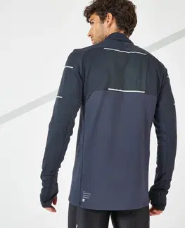 mikiny Pánske zimné bežecké tričko s dlhým rukávom Warm Light tmavomodré