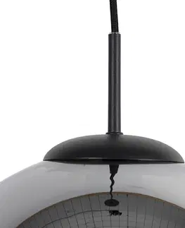 Zavesne lampy Art Deco závesná lampa čierna s dymovým sklom 30 cm - Pallon