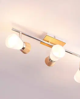 Stropné svietidlá Lindby 3-plameňové stropné svietidlo Vivica drevené prvky