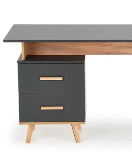 Písacie a pracovné stoly HALMAR Sergio písací stôl so zásuvkami antracit / dub wotan