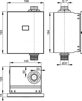 Pisoáre Alcadrain Automatický splachovač WC, kov, 12 V (napájanie zo siete) ASP3-K ASP3-K