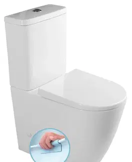 Kúpeľňa SAPHO - TURKU RIMLESS WC kombi zvýšená, sp./zad.odpad, biela PC104WR