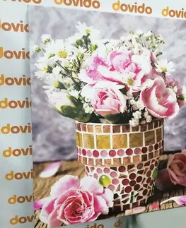 Obrazy kvetov Obraz kvety karafiátu v mozaikovom črepníku