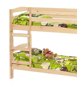 Postele HALMAR Sam 80 drevená poschodová posteľ s roštami a matracmi borovica