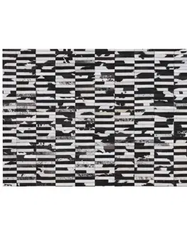 Koberce a koberčeky Luxusný kožený koberec,  hnedá/čierna/biela, patchwork, 120x180, KOŽA TYP 6