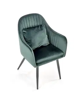 Jedálenské stoličky HALMAR K464 jedálenské kreslo tmavozelená / čierna