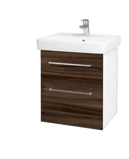 Kúpeľňový nábytok Dreja - Kúpeľňová skrinka Q MAX SZZ2 55 - N01 Biela lesk / Úchytka T04 / D06 Orech 61237E