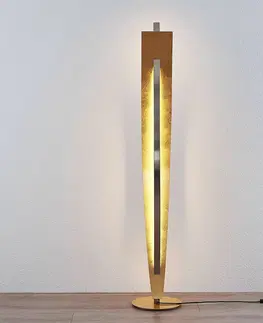 Stojacie lampy Lucande Stojaca LED lampa Marija ušľachtilý zlatý vzhľad