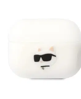 Slúchadlá Karl Lagerfeld 3D Logo NFT Choupette Head silikónový obal pre Apple AirPods Pro, biely