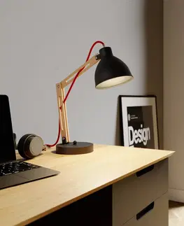 Stolové lampy na písací stôl Lamkur Stolná lampa Skansen, nastaviteľná, čierna