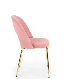 Jedálenské stoličky HALMAR K385 jedálenská stolička ružová / zlatá